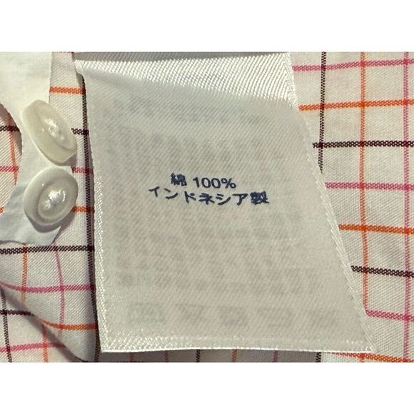 Lands’ End Top Blouse Long Sleeve Women’s Check White Orange Pink Black Career O - Picture 10 of 11